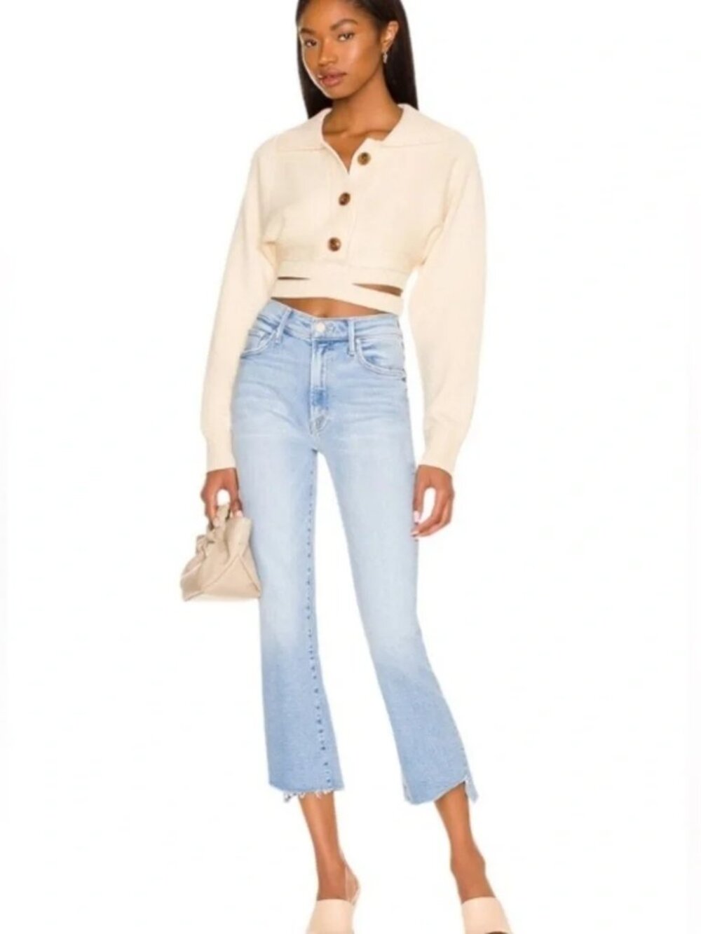 Mother The Insider Crop Step Fray Jeans in Wash Limited Edition Size 26